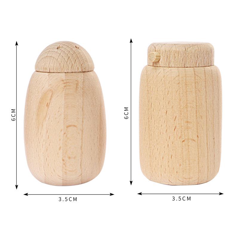 Toddler Pretend Play Kitchen Set: Wooden Pepper, Seasoning, & Soy Sauce Bottles