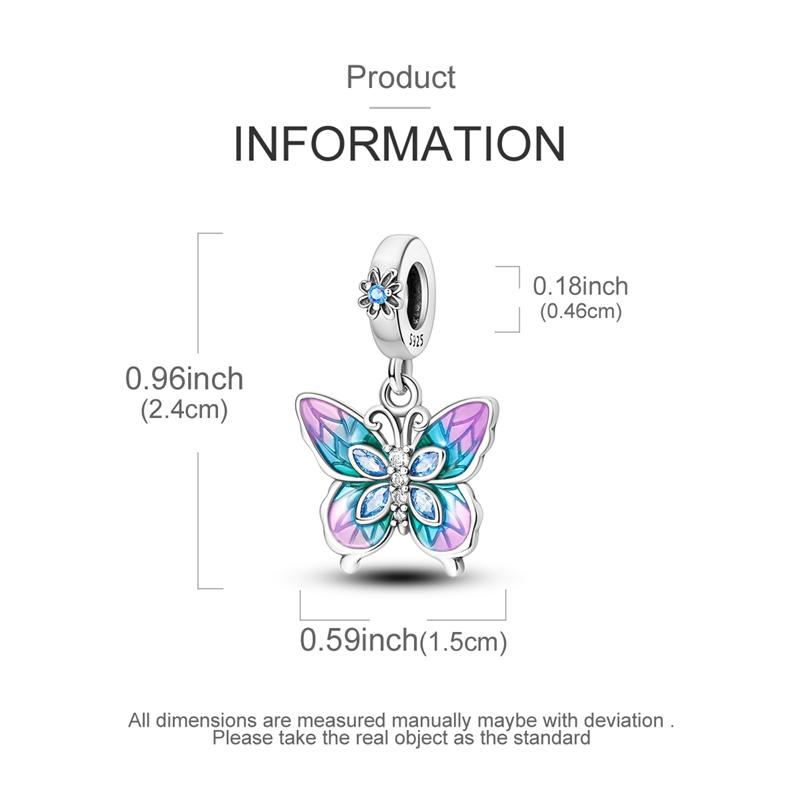 100% Real Copper Charms Bead Luminous Butterfly Dangle Fit Original Bracelet Diy For Woman Jewelry Party