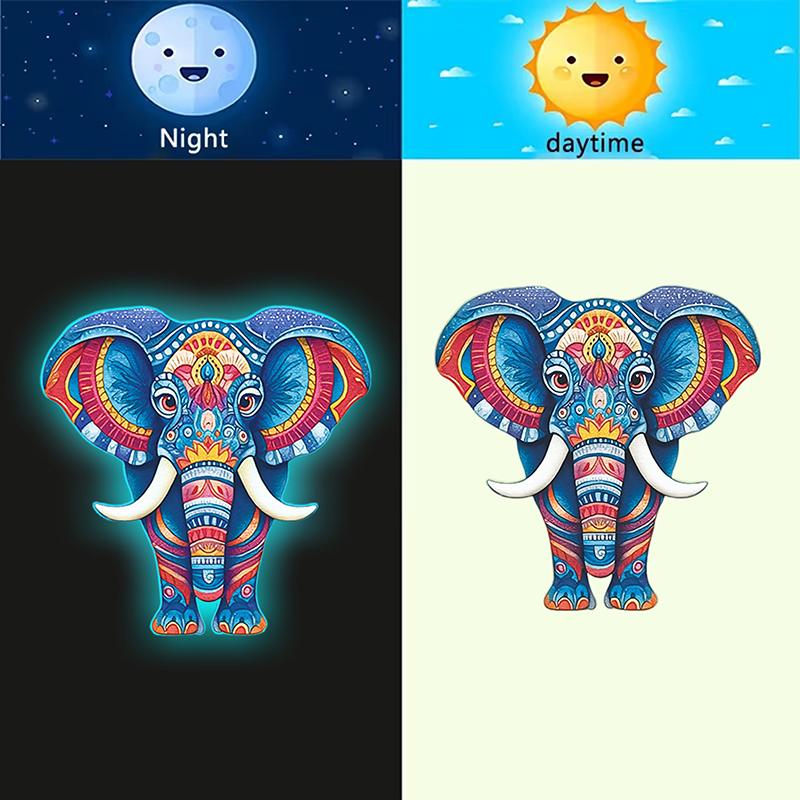 Glow-In-The-Dark Colored Totem Elephant Toilet Sticker Self-Adhesive Removable Wall Decal Home Bathroom Living Room Decor