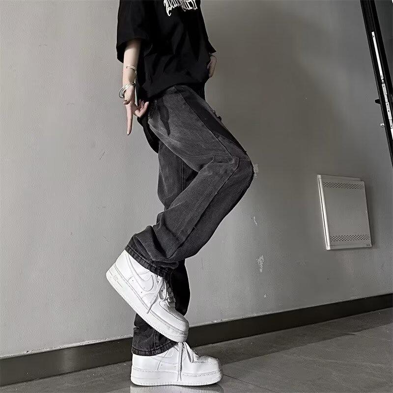 Women's Vintage Washed Ripped Flare Jeans - Loose Straight Leg Summer Pants