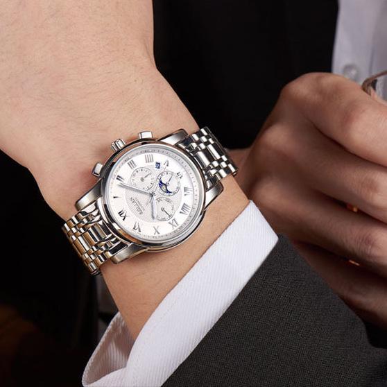 SOLLEN Solon Men's Automatic Scratch-Resistant Steel Band Watch - Fashion Business Design