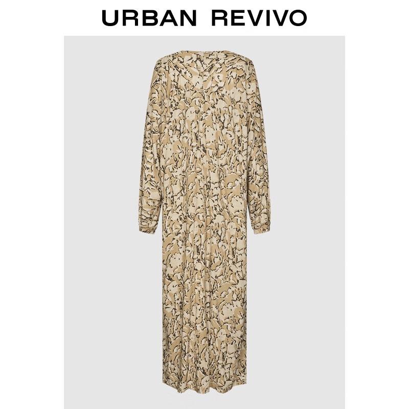 

UR Women s Retro Full Print Long Sleeve V-Neck Dress M