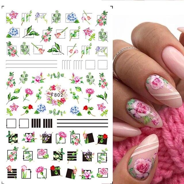 3D lepidlo Květiny Nálepka na nehty Tulipán Okvětní lístky Javor Růže DlY Voděodolné Obtisky na nehty Doplňky pro zdobení nehtů Dekorace na nehty