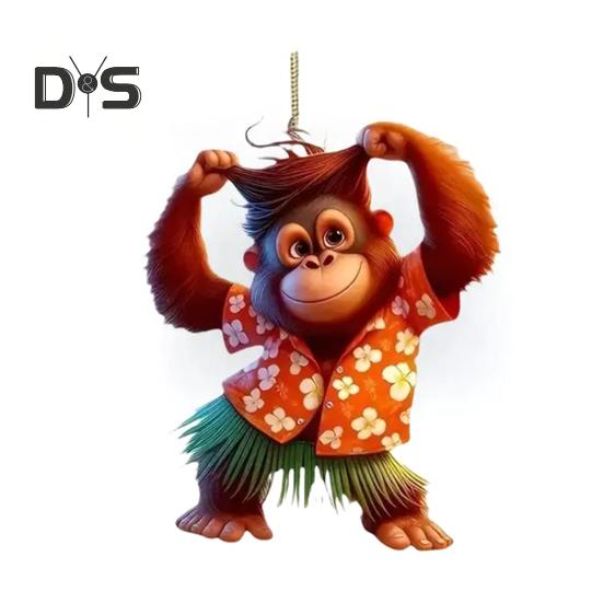 

Подвеска в виде орангутана, украшение для зеркала заднего вида с шнурком, легко повесить, 2D, подвесное украшение для интерьера автомобиля оранжевый
