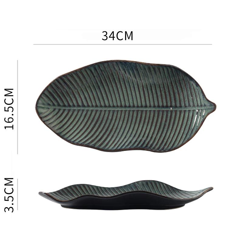 Ceramic Tableware Irregular Leaves Dinner Plate Decorations Sushi Dish Home Restaurant Large Fish Plate Dishes and Plates Sets