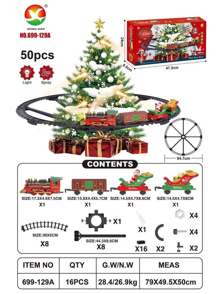 Conjunto de Trem Elétrico de Natal Transfronteiriço com Luzes e Música