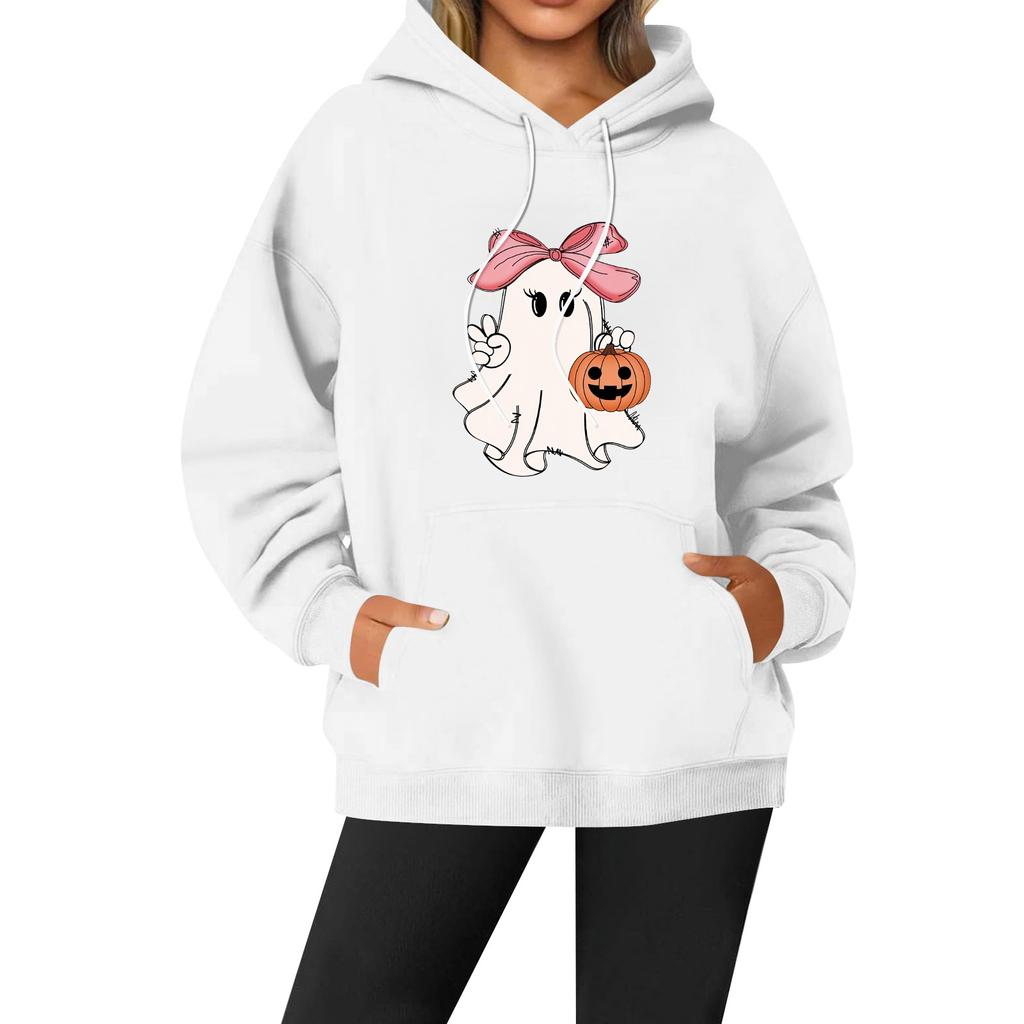 Women's Casual Fashion Solid Color Rugby Print Long Sleeve Hooded Sweatshirt Top