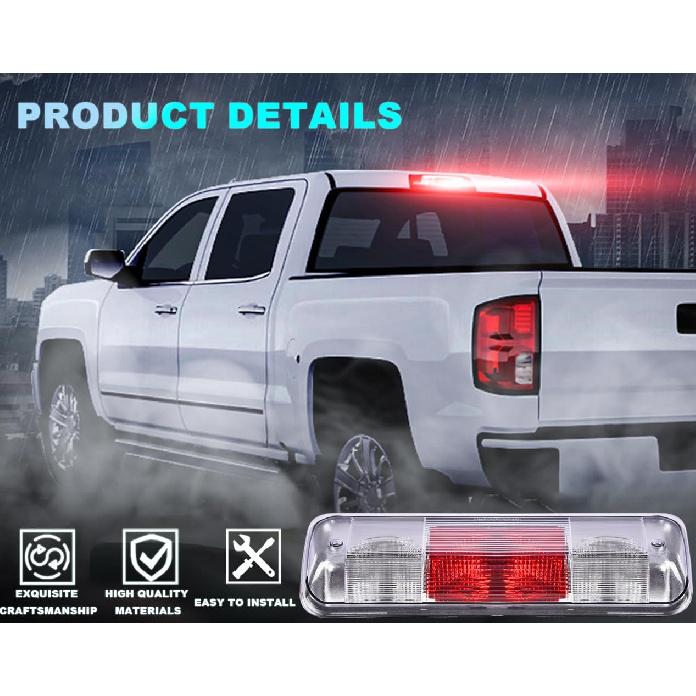 PIT66 3Rd Brake Light Compatible With 2004-2008 Ford F150 High Mount Center Rear Roof Third Cargo Light Parking Light Halogen Clear/Red Lens Tercera