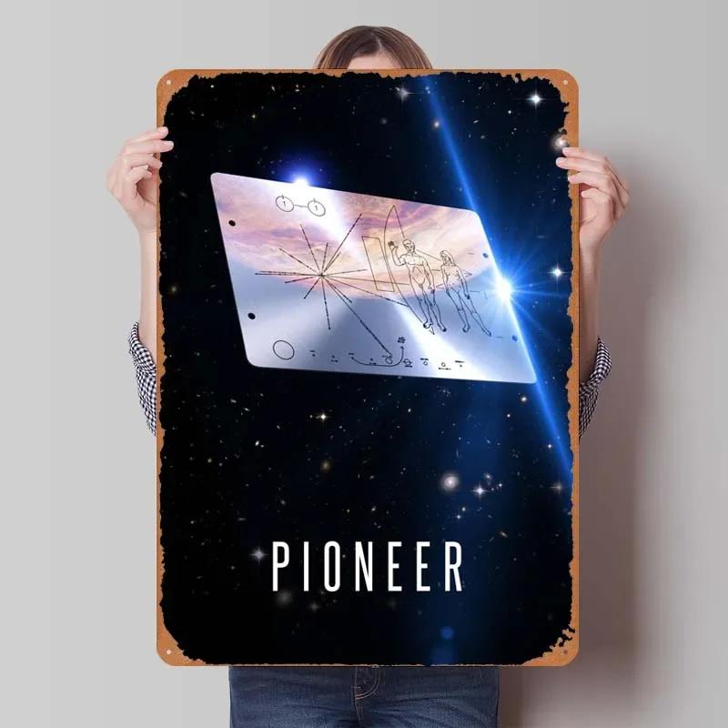 Voyager 1 Zlatá deska Kovové cedule Vesmírné plakáty Dekorace do domácnosti Plechový cedule Tabulka pro výzdobu nástěnného umění Dekorace herního pokoje
