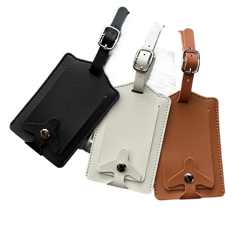 Women Men PU Leather Luggage Tag Suitcase Portable Label Baggage Boarding Bag Tag Name ID Address Holder Travel Accessorie