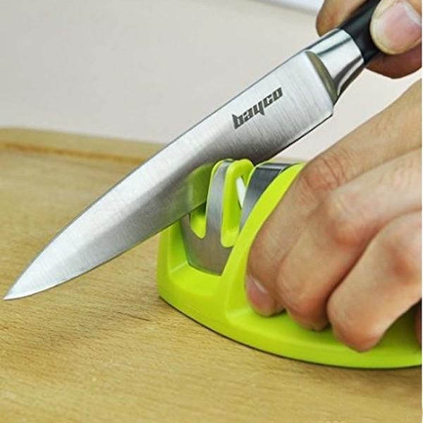 Scissors Knife Grinder Stone Steel Mini 2 Stage Double Groove Rod Sharpener Grindstone
