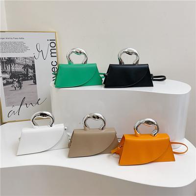 New Summer Fashion Texture Solid Color Summer Simple Crossbody Bag Metal Trendy Handheld Square Bag