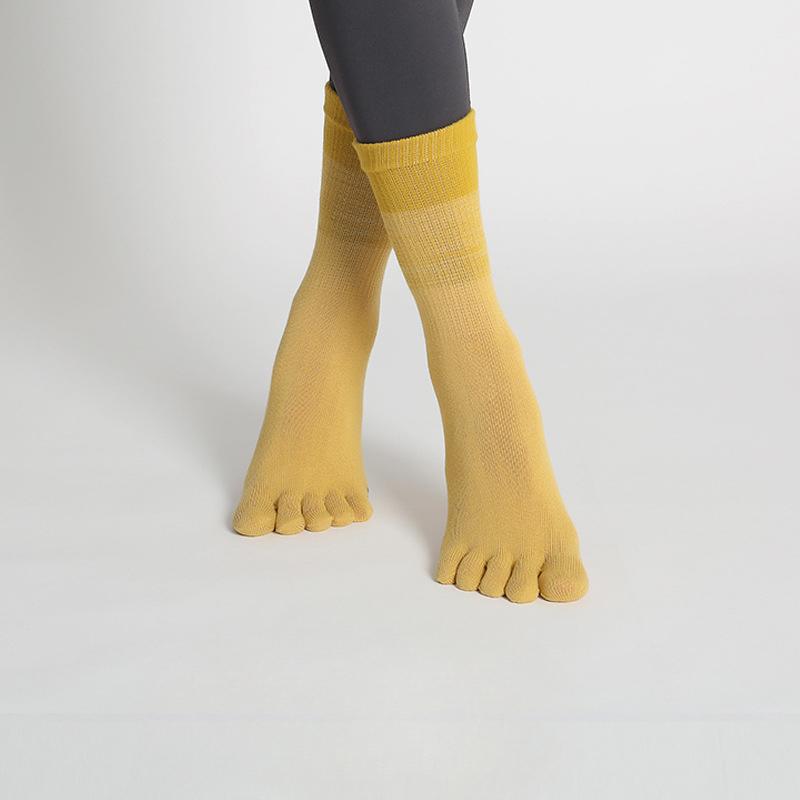 

Женские весенне-осенние новые градиентные носки с пятью пальцами для йоги, пилатеса, фитнеса, танцев в трубке 1 pair жёлтый