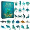 Christmas Advent Calendar with 24 Christmas Tree Ornaments Advent Countdown Calendar for Ocean Themed Holiday Surprises Gift