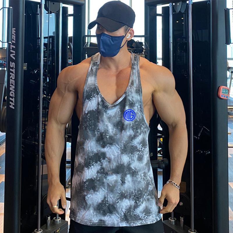 Men’s Gym Clothes Mesh Breathable Camouflage Bodybuilding Undershirt Summer Sleeveless TShirt for Male Sportswear