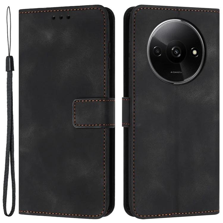 Pouzdro pro Xiaomi Redmi A3 / Poco C61 4G s magnetickým uzávěrem a jednobarevným pouzdrem z umělé kůže.