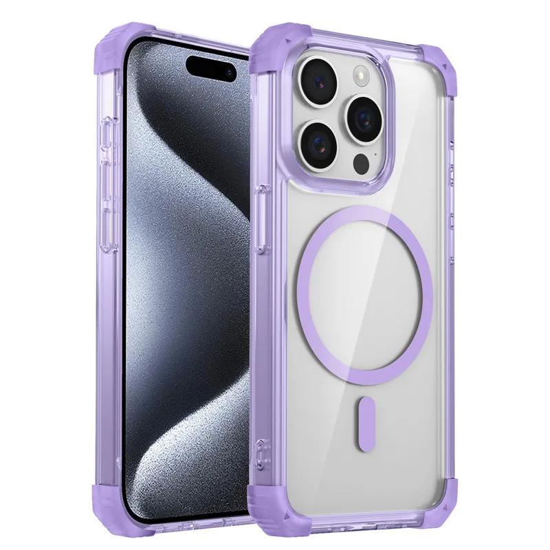 Armor Shockproof Magnetic Wireless Charging Transparent Case For iPhone 17 16 14 13 12 11 15 Pro Max Plus 17Air Magsafe Cover