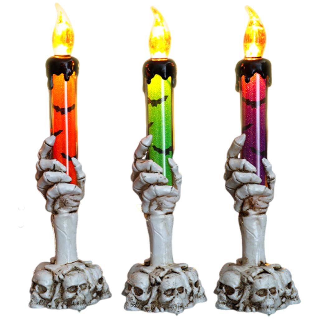 Halloween LED Candle Light Ghost Hand Decoration Safe Flameless Design For Spooky Party Decor Battery Operated