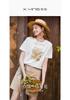 Cool and Antibacterial: Fragrant Shadow Embroidered Printed White T-shirt for Women, 2026 Summer New Round Neck Short Sleeve Cotton Top