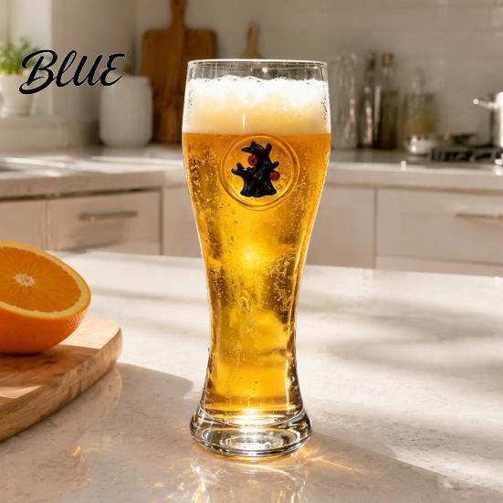 Handheld Slimming Shape Cup 400ML Beer Glass Spooky Pumpkin Ghost Black Cat Halloween Durable Thick Glass Tumbler Cup Holiday Tall Glassware