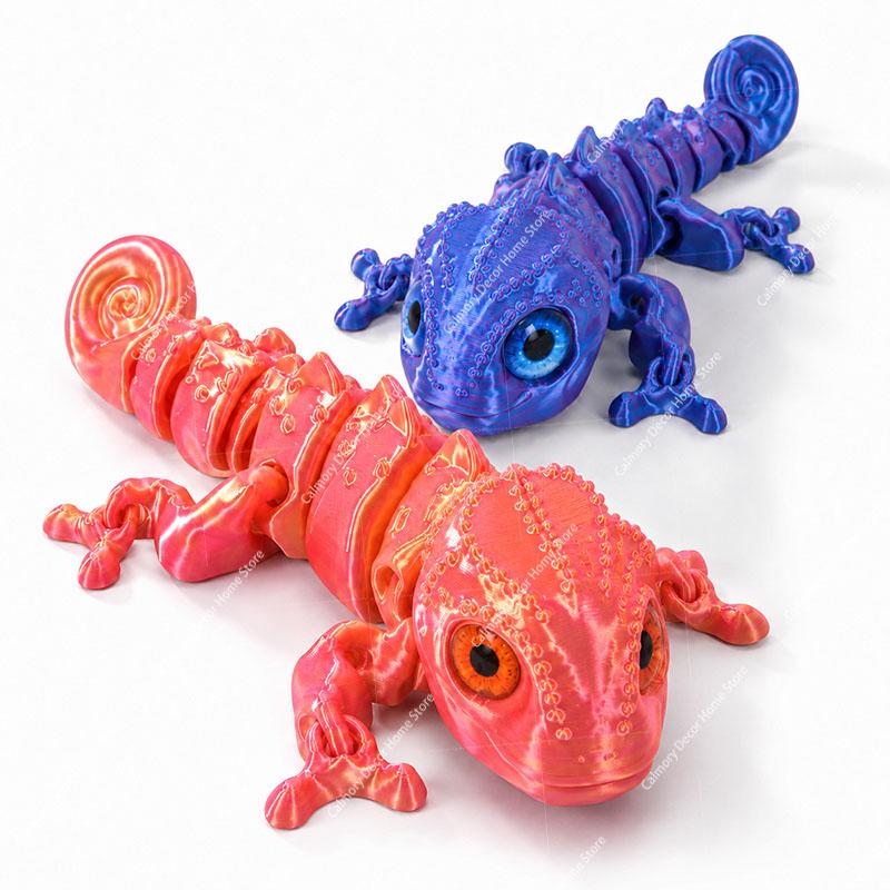 3D New Multi-joint Movable Simulation Eyes Printing Chameleon Figures for Home Accessories Kids Gift Living Room Decoration