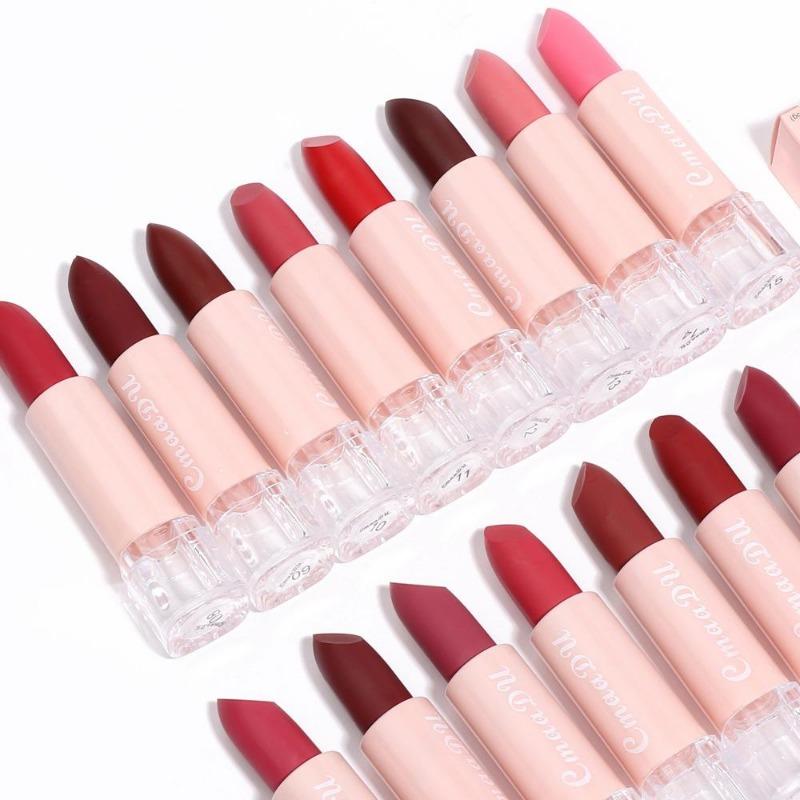 CmaaDu Lipstick 15 Colors Lip Gloss Matte Moisturizing Waterproof Lipstick