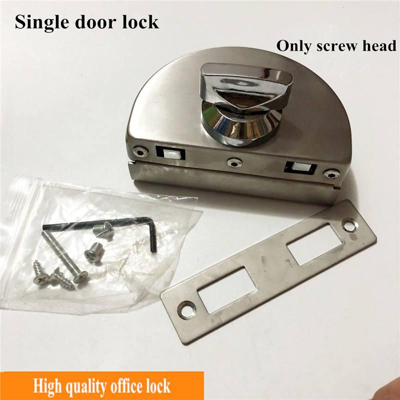 1 Set Double Open Glass Door Lock Stainless Steel Double Bolt Sliding Door Lock Office Glass Door Security Lock Home Hardware Single no key