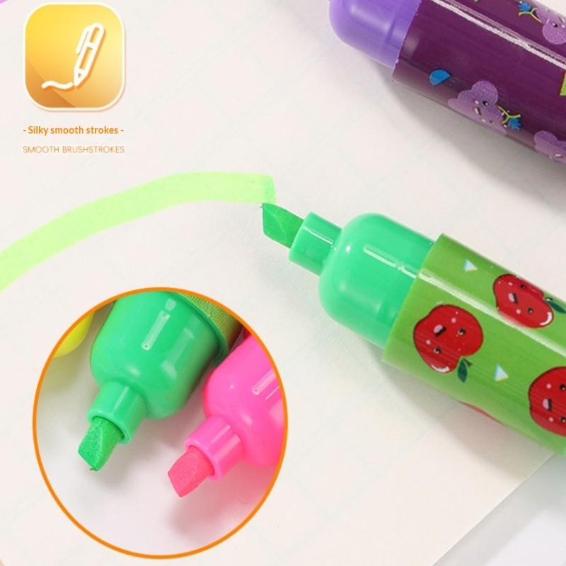 6 Stuks Kleurrijke Mini Markeerstift Snoep Pastel Markeerstift, Schattige Vlakschuin Punt Markeerpen, Feest Verjaardag Tekenen Poster Dagboek