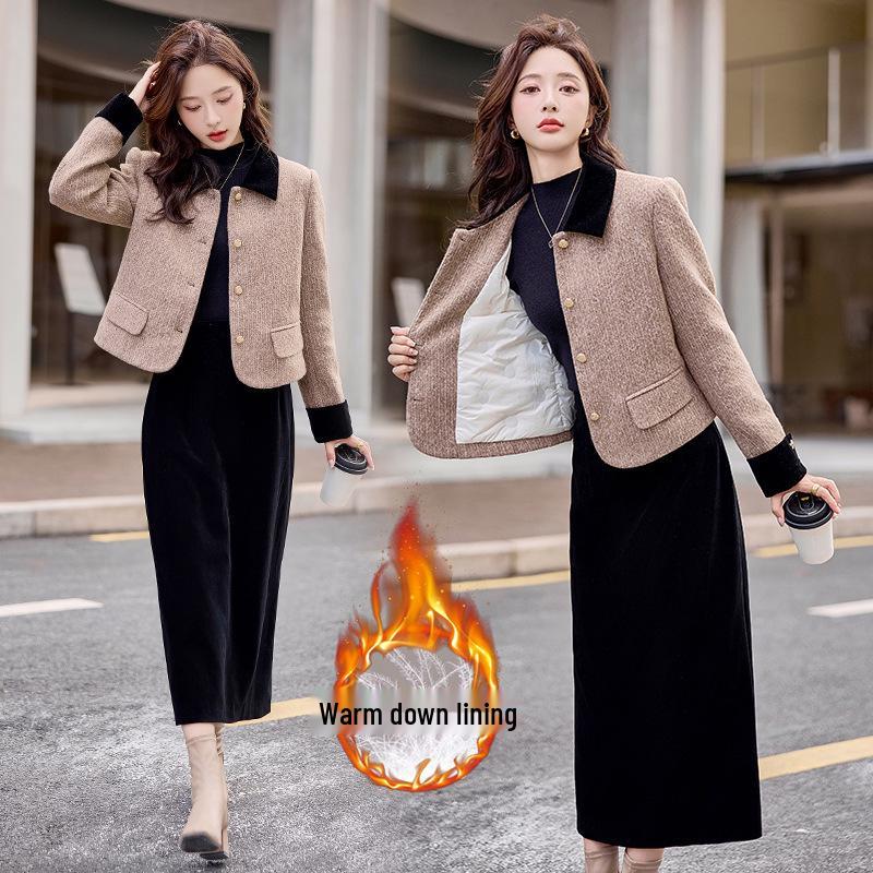 

Женский осенне-зимний пуховик и юбка, комплект из двух предметов - Элегантный стиль HG6358 XL 125-135 lbs