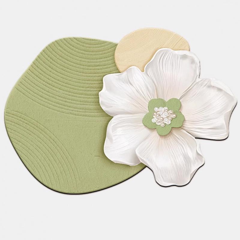 Diatom Mud Floral Anti-slip Bathroom Mat - Water Absorbent, Irregular Design