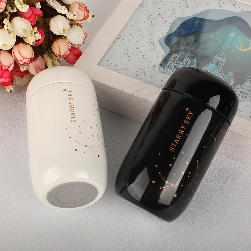 Starry Sky Mini Thermos Cup, Portable Engraved Water Cup for Men, Women, and Children, Cute, Fresh, and Creative Internet Celebrity Style.