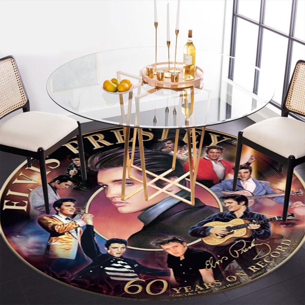 Elvis Presley: 60 Years On Record Commemorative CoinRound Non-Slip Chair Mat Chair Carpet for Office Rugs for Office Decor Gift For Valentine's Day Mo