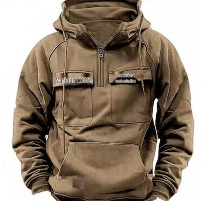Men's Vintage Distressed Hooded Sweatshirt Jacket for Spring, Autumn, and Winter.