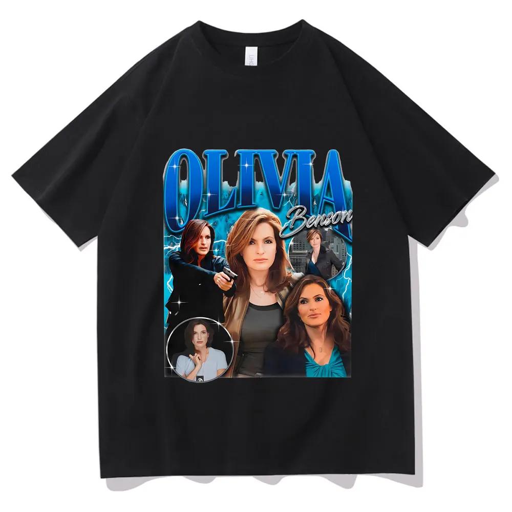 Fashion Retro Olivia Benson T-shirt Women's Super Street Headwear Women's Casual T-shirt Off Shoulder Retro Short Sleeve T-shirt