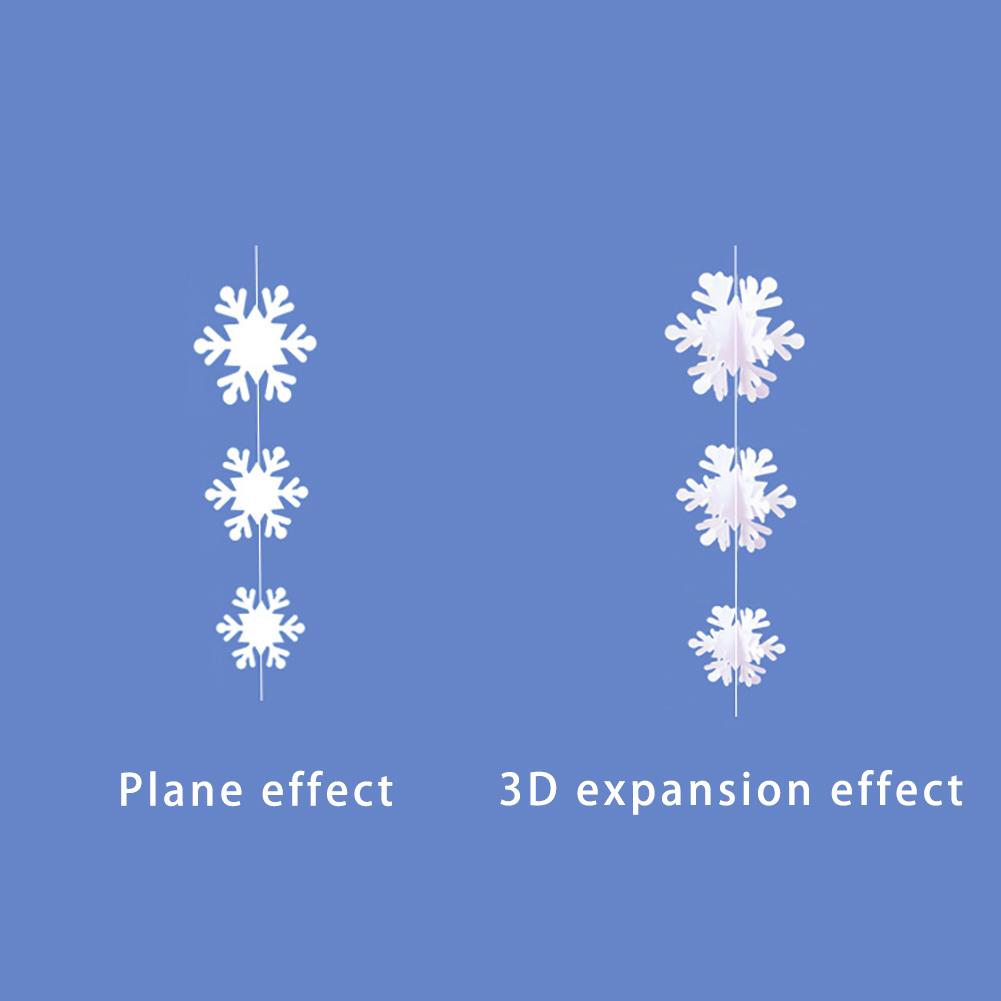 3 Meter 3 Größen Weihnachts-Schneeflocken-Dekorationen Schneeflocken-Ornamente Girlande für Zuhause Weihnachts-Feiertags-Party