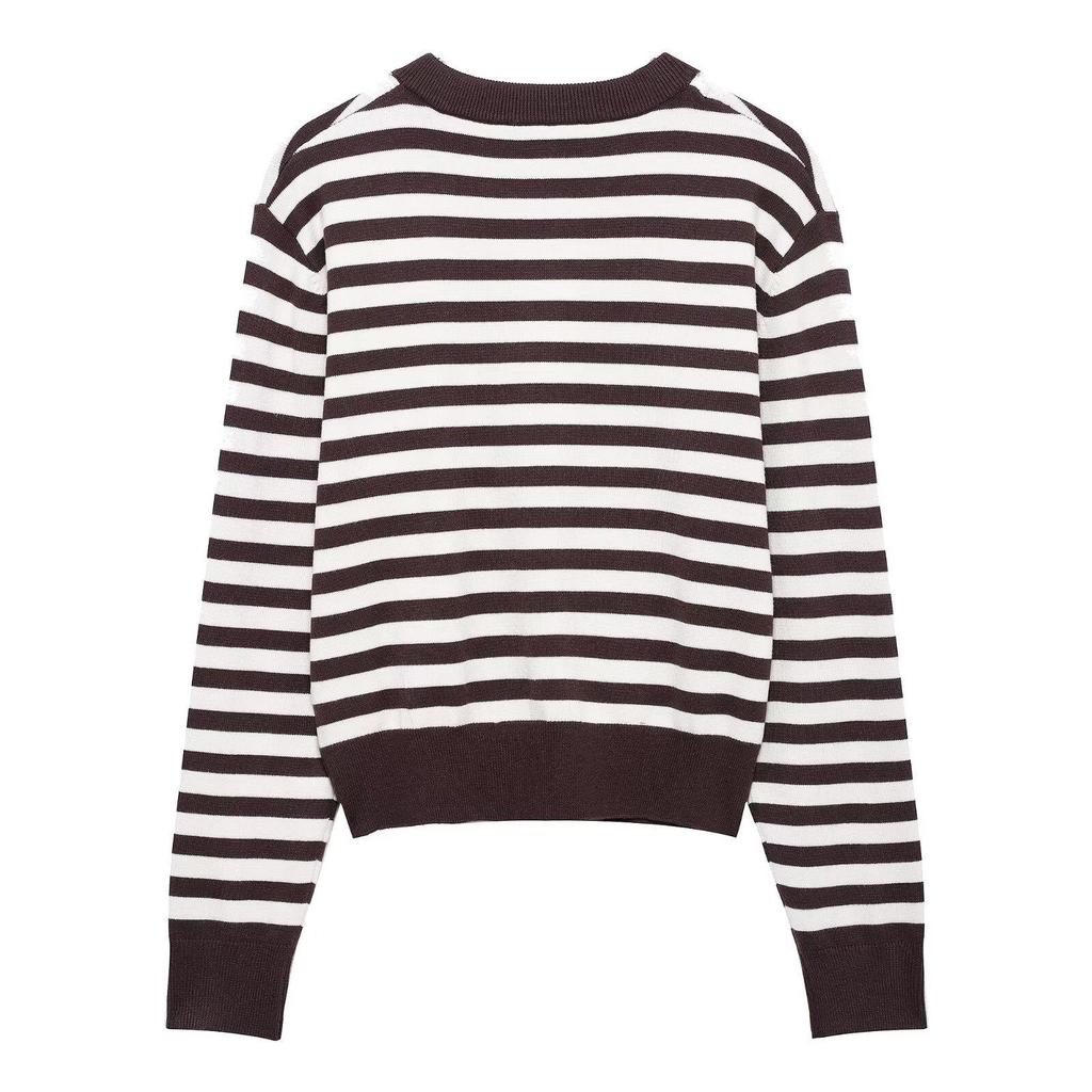 2025 Spring Women's Striped Knit Cardigan: Versatile, Casual, Round Neck