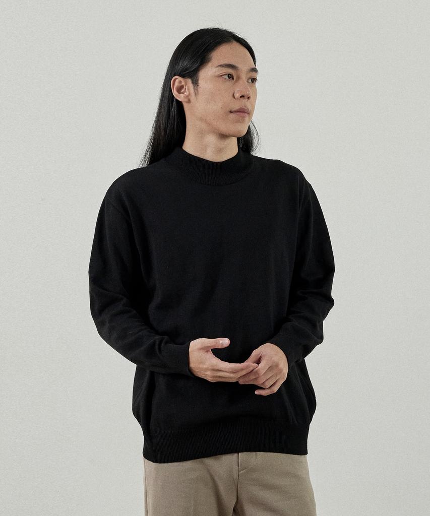 ANALOG MOOD Like Semi-Half Turtleneck Knit (Black)