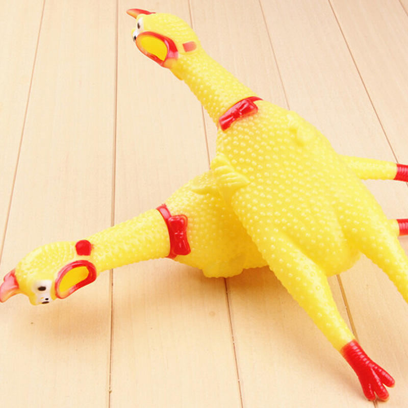 17Cm Yellow Screaming Rubber Chicken Pet Dog Toy Squeak Squeaker Chew Gift 1 Pcs
