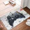 Artistic Gaming Themed Door Mat Anti-slip Floor Rug with Splatter Gamepad Pattern for Unique Home Decoration
