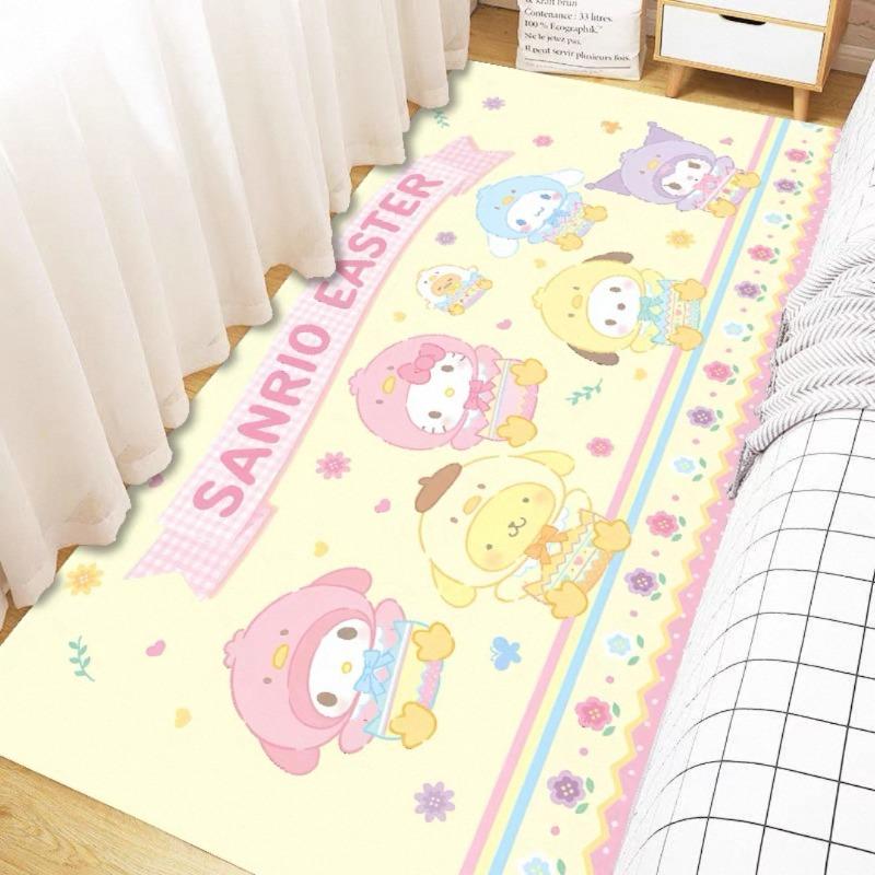 Fashion Soft Sanrio Family Style Bedside Rug Non-Slip Small Carpet for Bedroom Floor Mat Cozy Room Decor Cute Theme Plush Mat