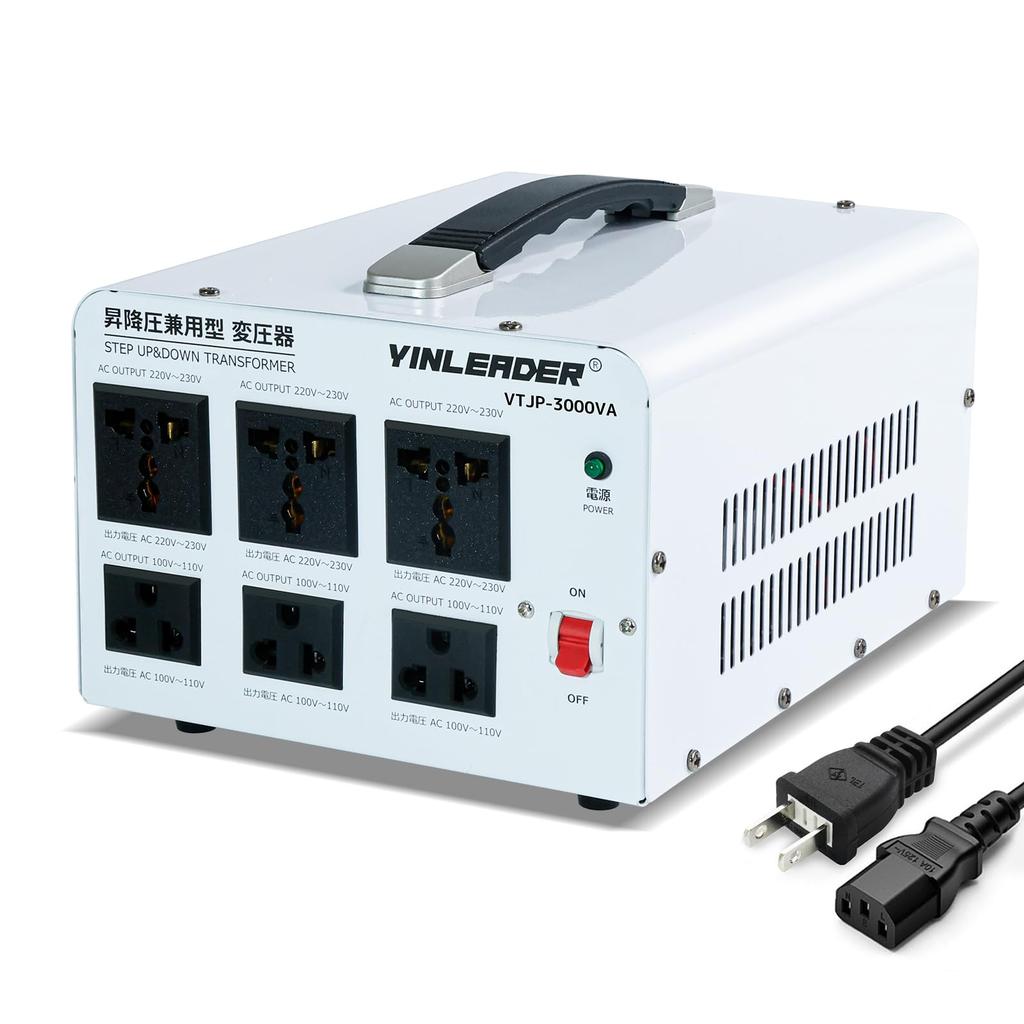 Yinleader VTJP-3000VA 3000W Transformator dwufunkcyjny obniżający napięcie, Przenośny, Kompatybilny z użyciem zagranicznym i krajowym, Transformator obniżający i podwyższający napięcie