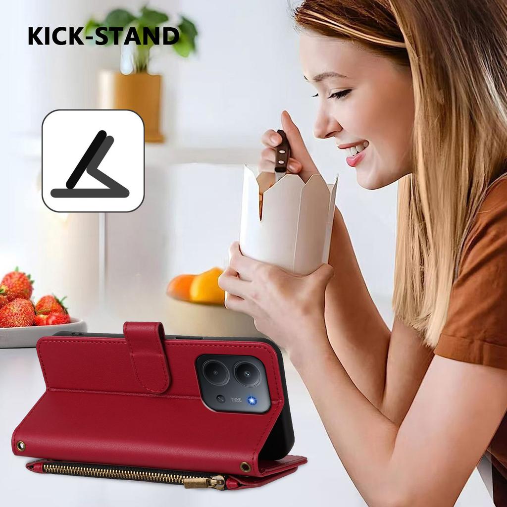 Für Xiaomi Redmi 15C 5G (EU) (173 mm)/Xiaomi Redmi 15C 4G (EU) (173 mm) Lederhülle Schmetterling Blumenprägung Reißverschluss Geldbörse Ständerhülle mit Handschlaufe