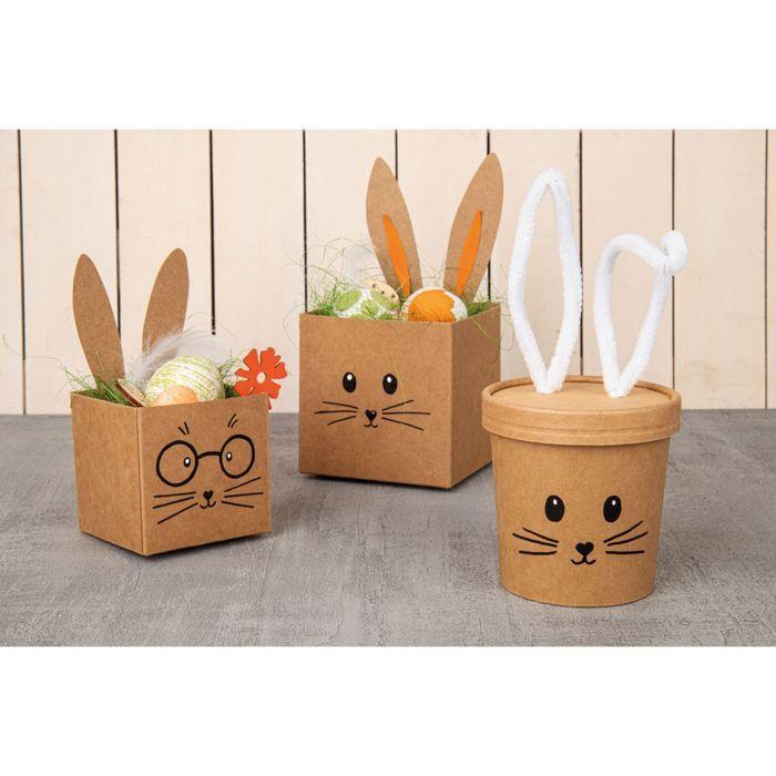 Kit boîte à plier - Carré - Kraft - 7,5 x 7,5 x 7,5 cm