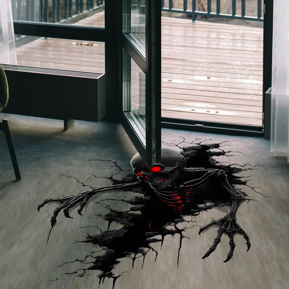 Scary Broken Halloween Wall Skeleton Office Living Room Home Stickers Decor