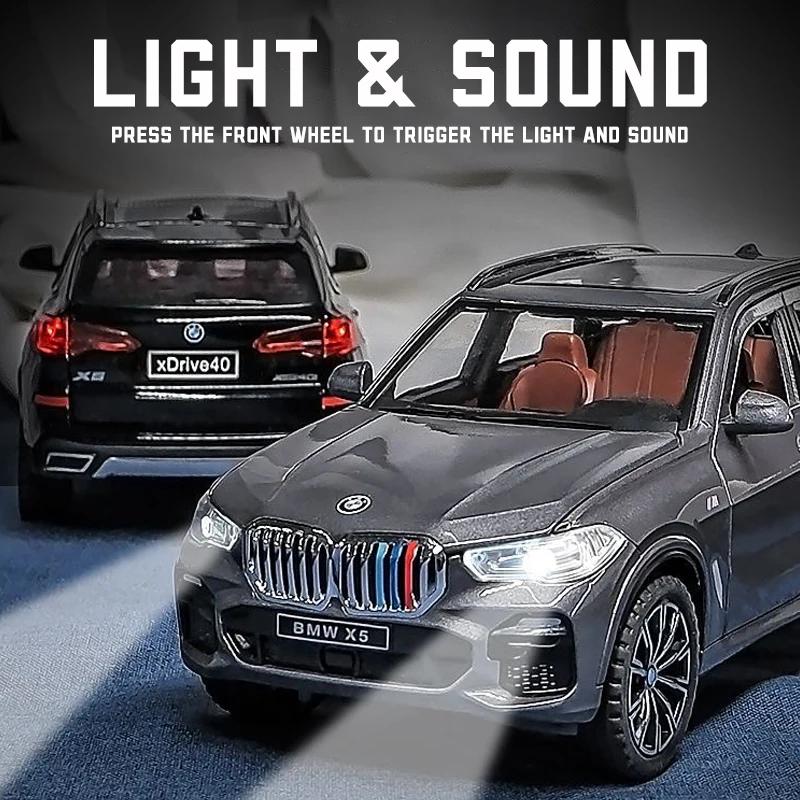 1/24 BMW X5 Alloy Car Model Diecast Car Sound Light Car Lovers Collection Kids Birthday Gift Metal Boys Toys Fashionable Ornaments