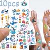 10sheets Cartoon Cute Sharks Tattoo Stickers For Face Hand Body Temporary Fake Waterproof Tattoo Stickers Kids Creative Gifts