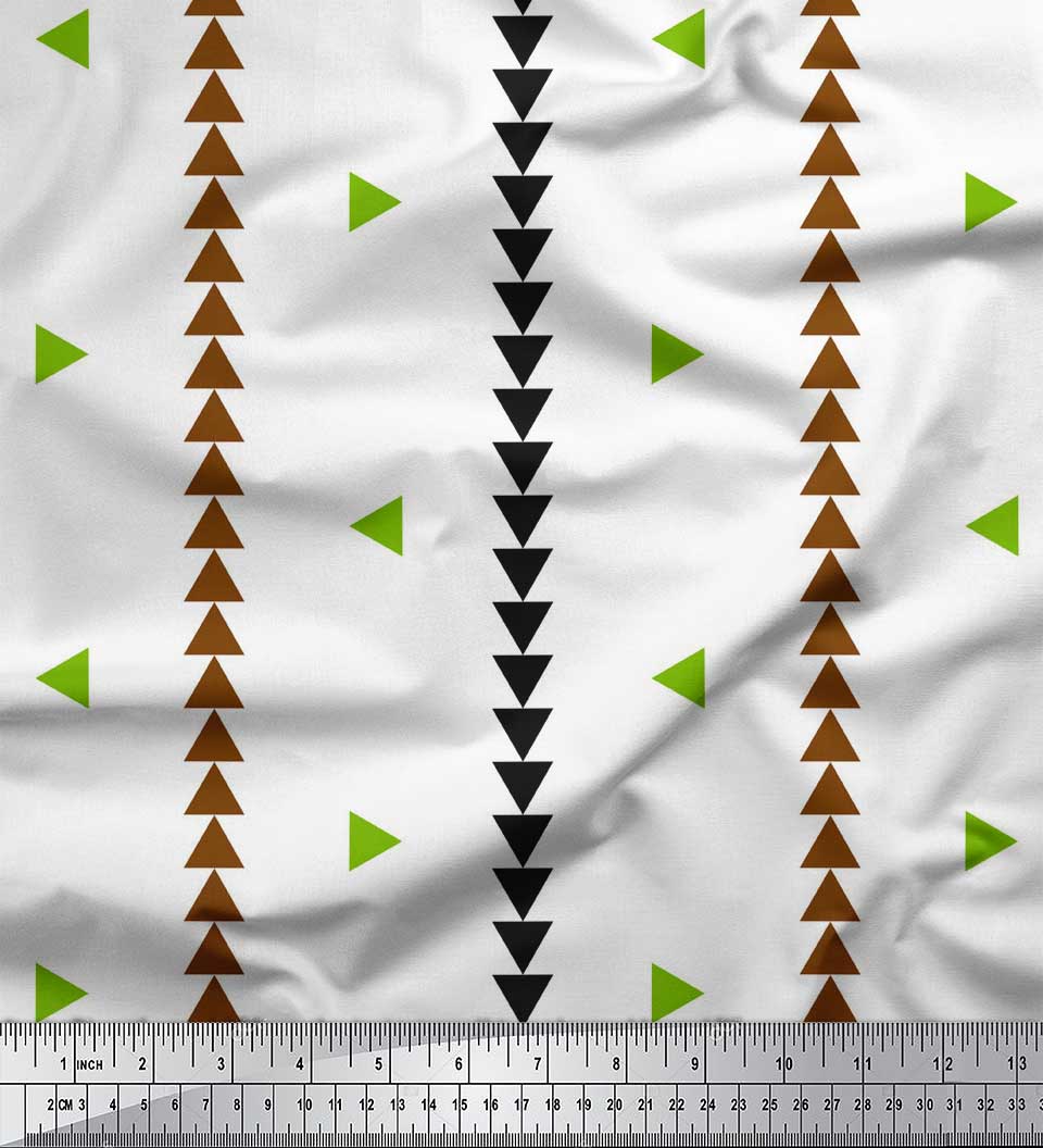 

Soimoi Gold Japan Crepe Satin Тканина з геометричним трикутником і Jamdani Decor Fabric Printed meter 42 Inch 42 Inch Wide - Poly Crepe зелений