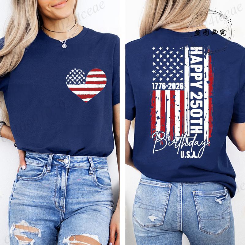 

Women Tops Independence Day Graphic T Shirt Clothes Short Sleeve Tee Shirts Summer Fashion Female T-Shirts Clothing M