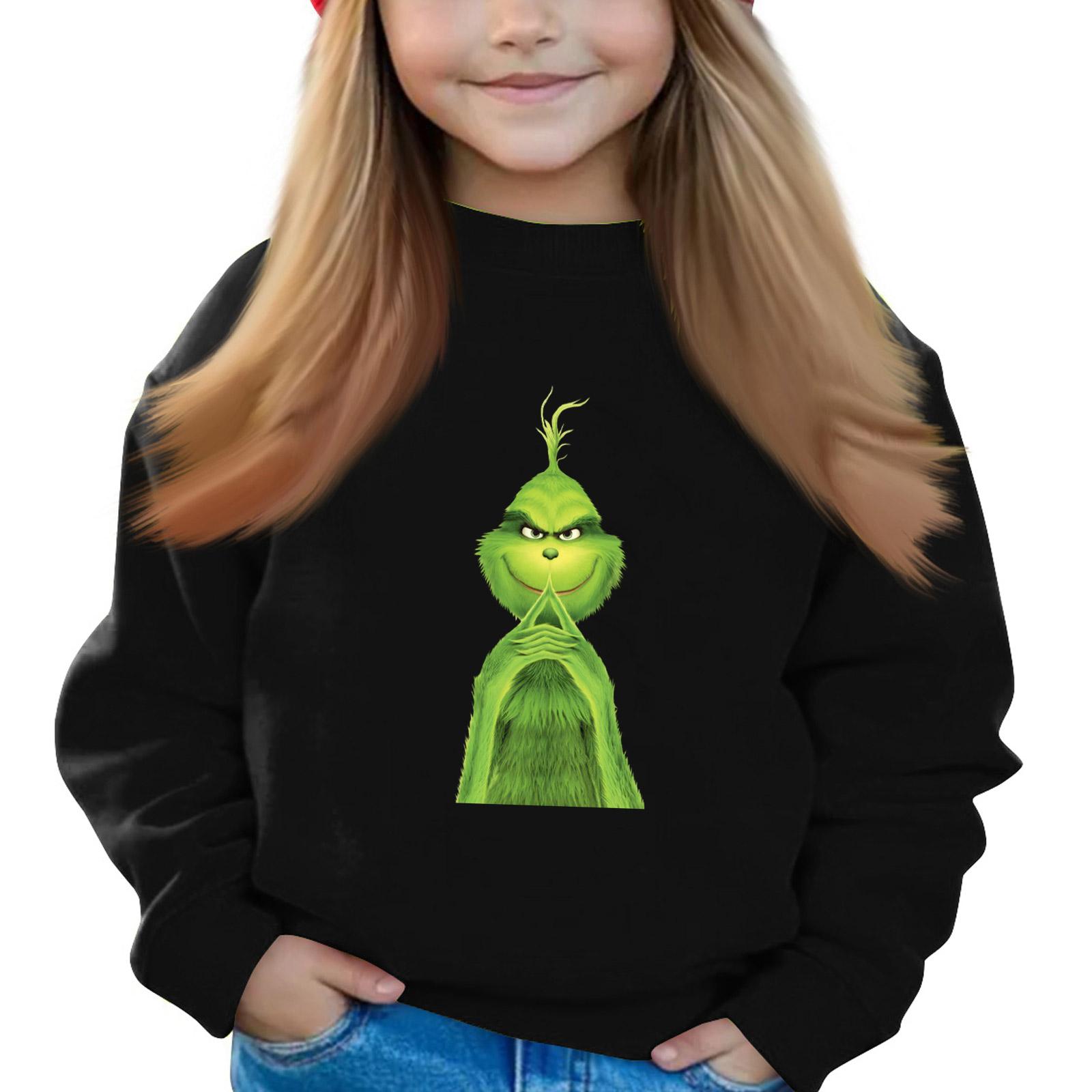 

Рождественские пуловеры с круглым вырезом для девочек, детские топы с принтом 120