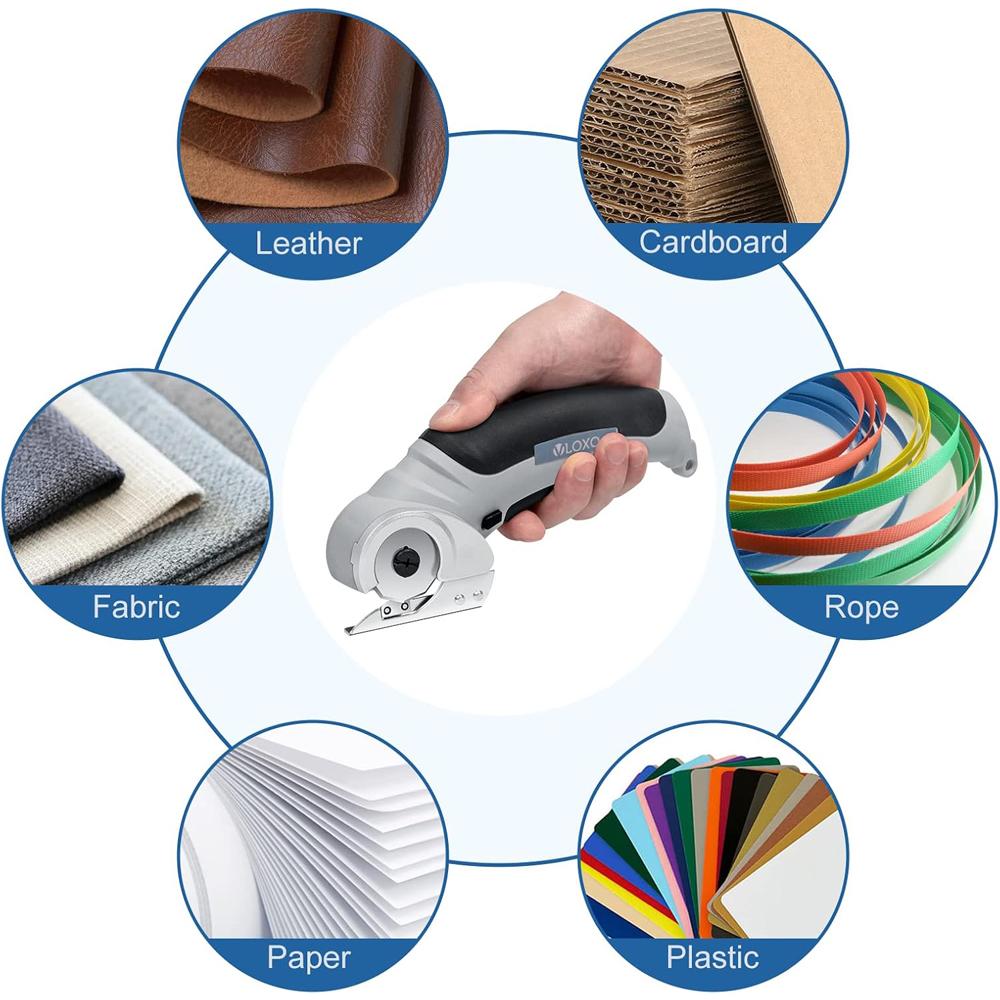 Cordless Electric Scissors Cardboard Cutter with Safety Lock 4.2V Electric Mini Cutter Rechargeable Rotary Cutter for Leather